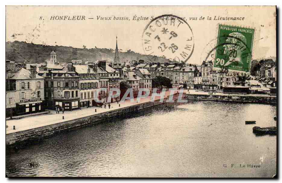 Honfleur — Vieux bassin, Église Saint-Etienne, vus de la Lieutenante — G. F. Le Havre