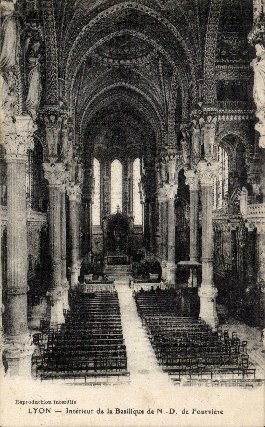 Lyon - Interieur de la Basilique de Notre Dame de Fourviere - CPA 