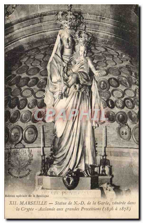 Marseille - Statue de Notre Dame de la Garde - Veneree dans la Crypte - CPA 