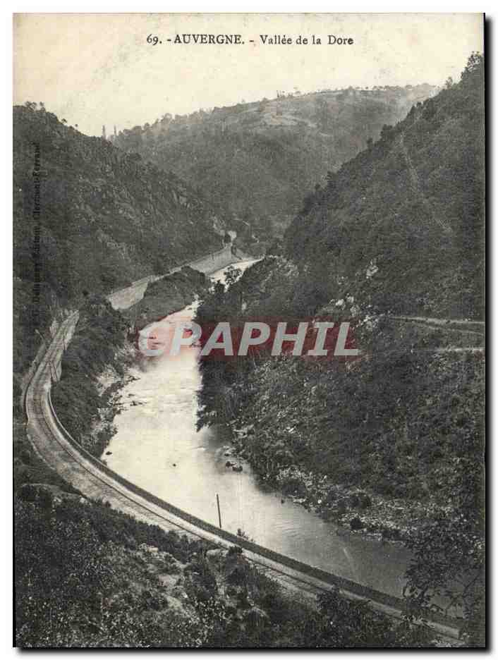 Auvergne - Vallée de la Dore — vue de la rivière et de la route — éditeur Delignières & Cie, n° 69