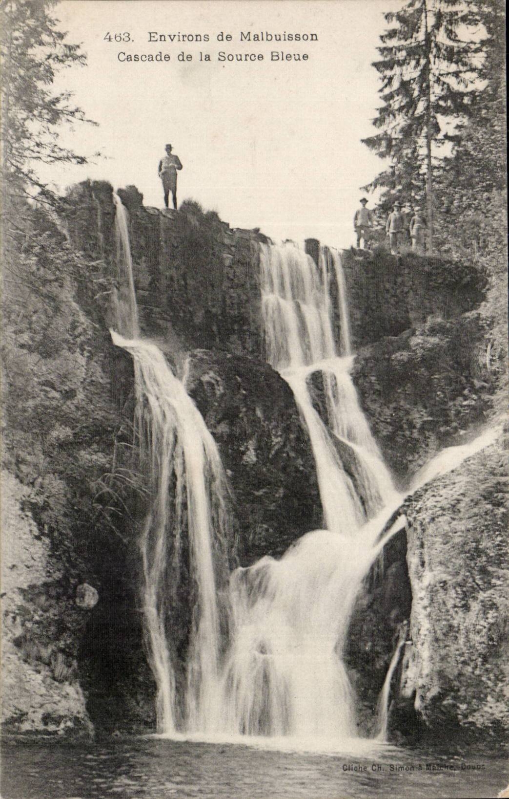Environs de Malbuission — Cascade de la Source Bleue — Cliché CH. Simon & Maîche, Doubs