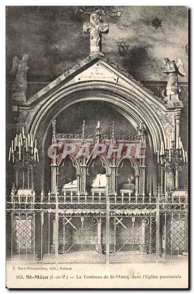 St-Méen (Il-et-Vil) — Le Tombeau de St-Méen, dans l'Église paroissiale — Éditeur E. Mary-Roussellière, Rennes, n° 563
