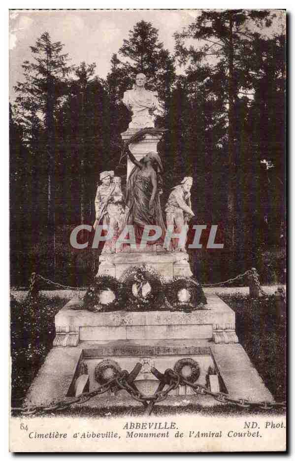 Abbeville CPA Cimetiere d'Aubeville Monument de l'amiral Courbet