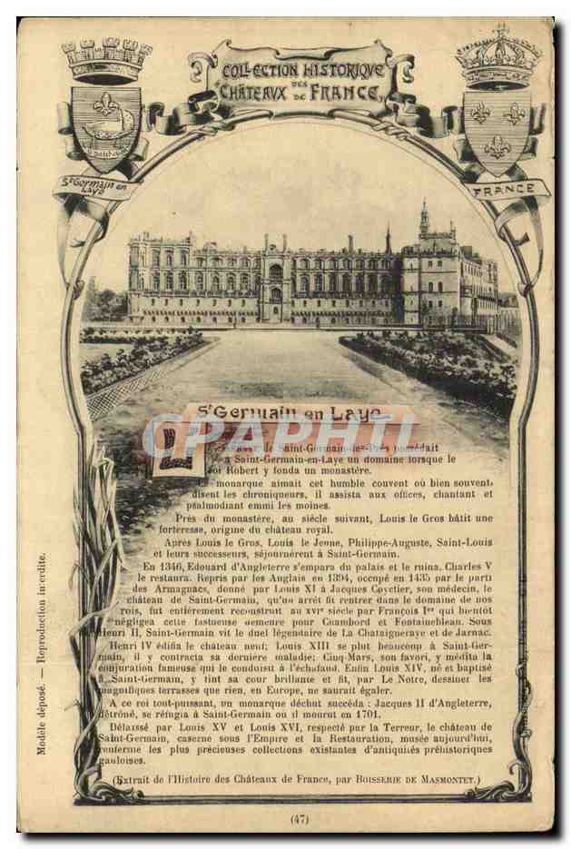 Saint-Germain-en-Laye — Château de Saint-Germain-en-Laye — Collection Historique des Châteaux de France, éd. Hops Cancoeurs Bordeaux 1907