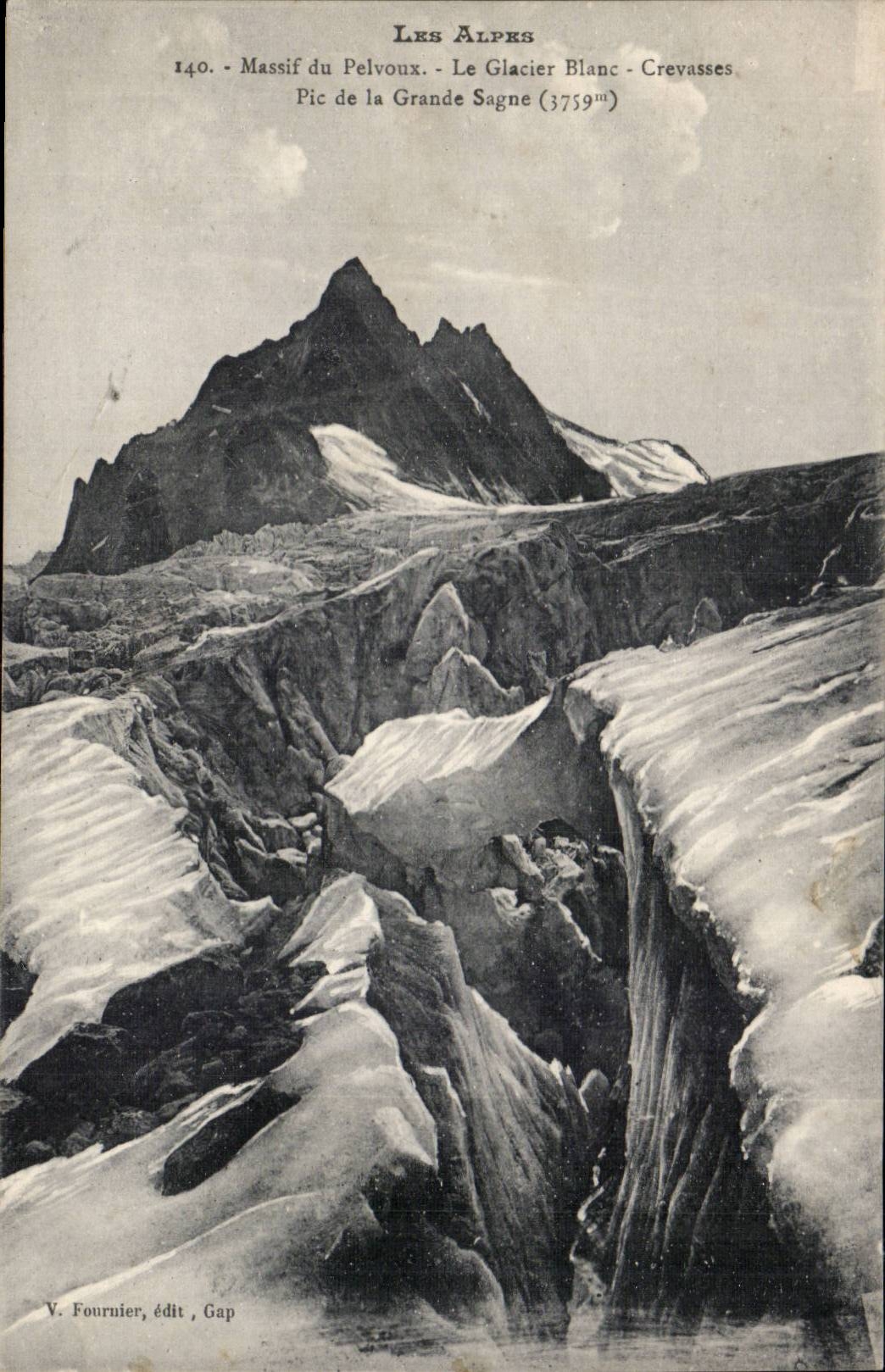CPA Massif du Pelvoux Le galcier blanc Crevasses Pic de la grande Sagne (3759m)
