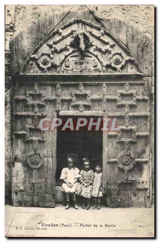 Cordes - Portail de la Mairie - enfants - CPA 