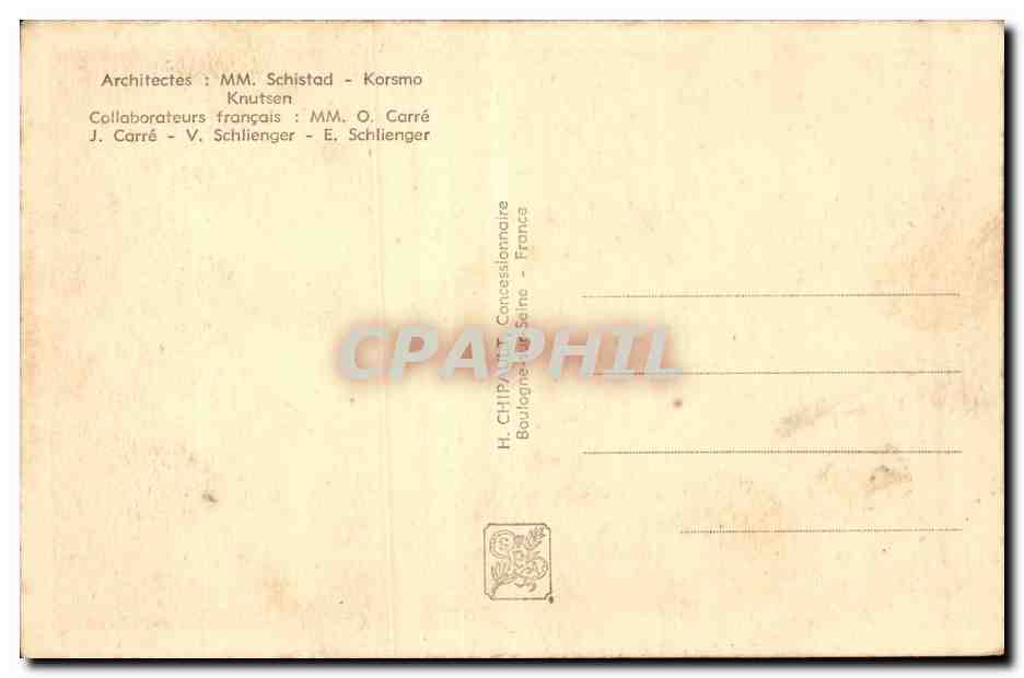 Paris - Exposition International 1937 - Pavillon de la Norvege - Norway - CPA  — Rückseite