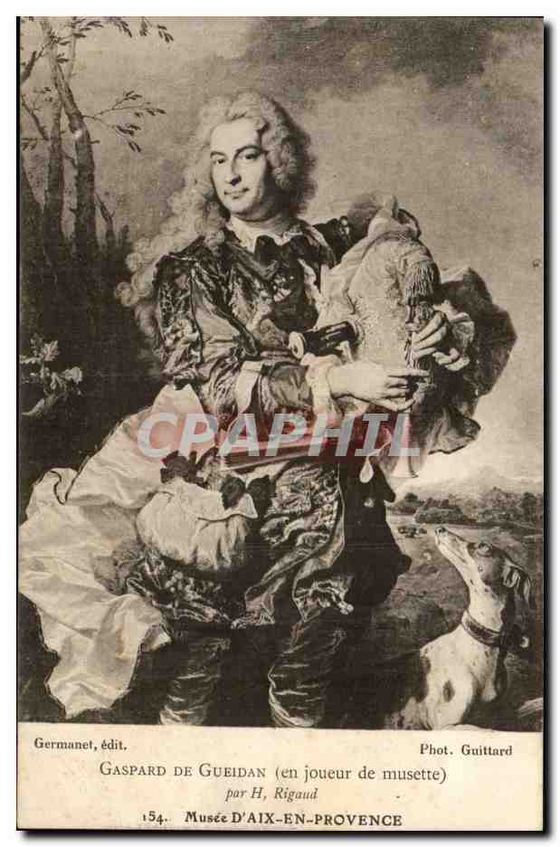 Gaspard de Gueidan (en joueur de musette) — par H. Rigaud — éd. Germanet, n°154