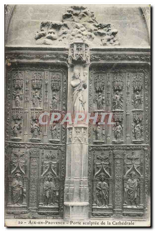 Aix-en-Provence — Geschnitzte Tür der Kathedrale — Sammlung Jules Saud