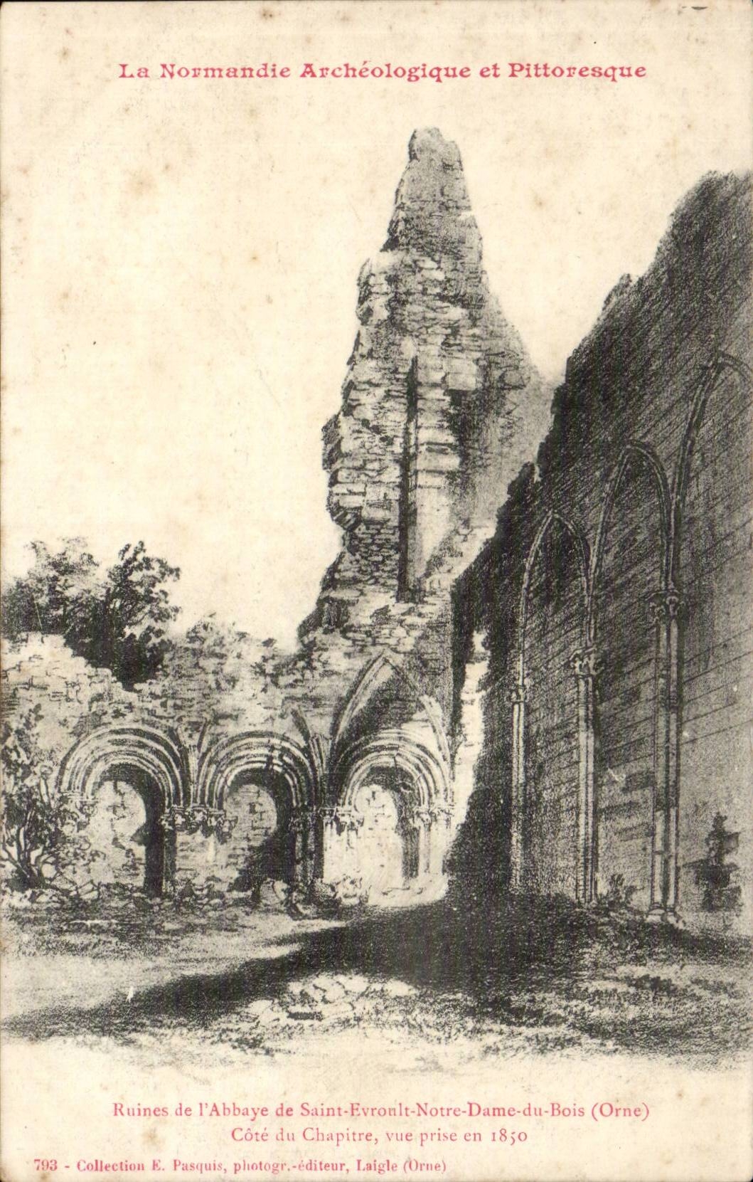 CPA Ruines de l'abbaye de Saint Evroult Notre Dame du Bois Cote du chapitre 