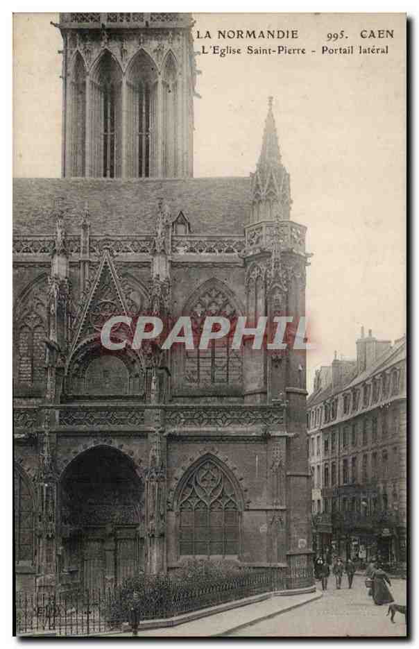 CPA Caen Eglise St Pierre Portail lateral