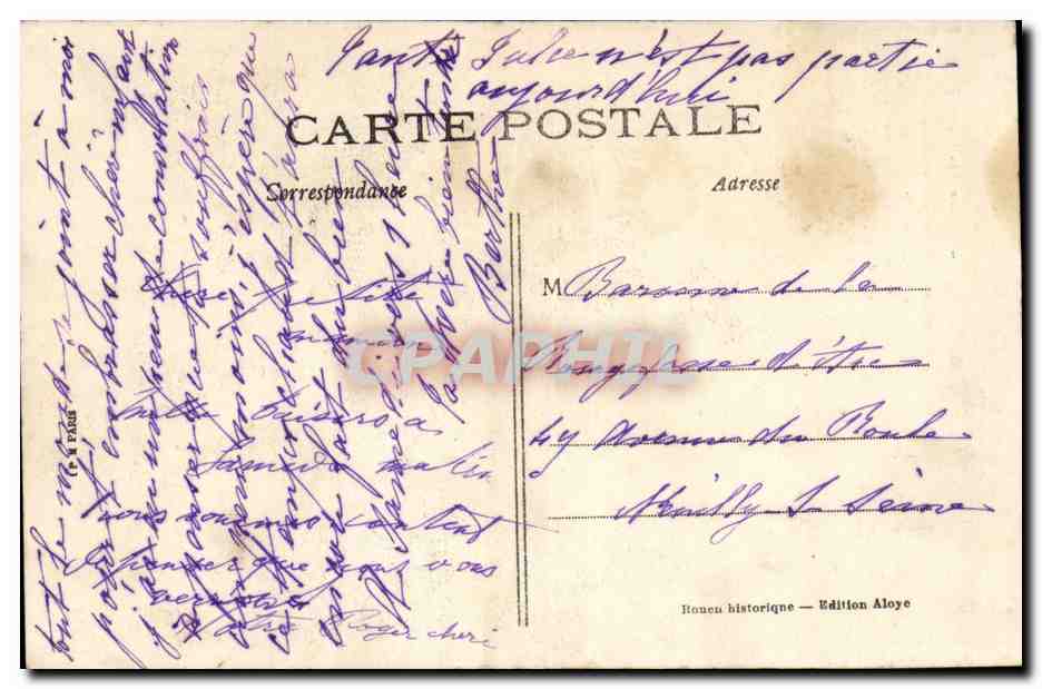 CPA Rouen Eglise St Maclou — Verso