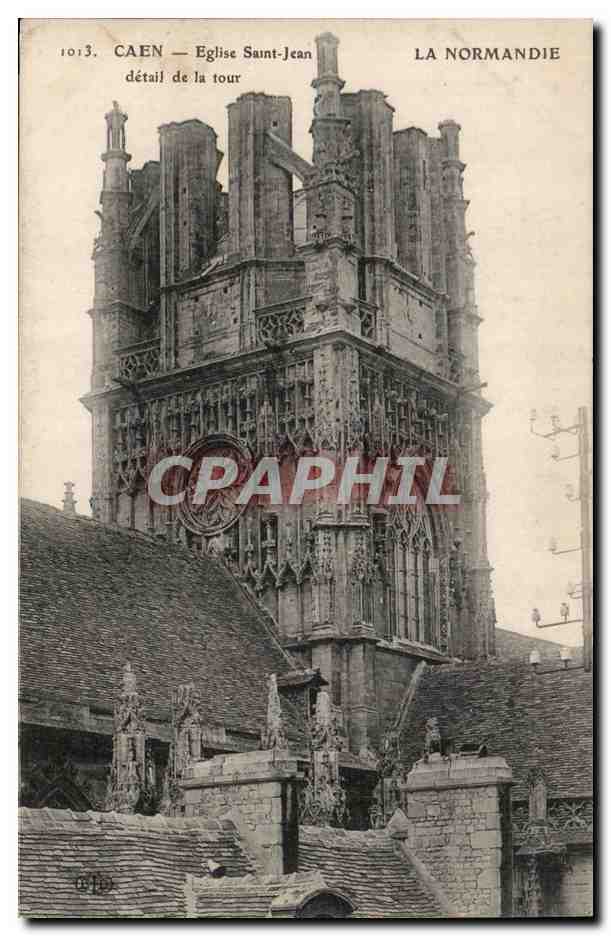 CPA Caen Eglise Saint Jean detail de la tour