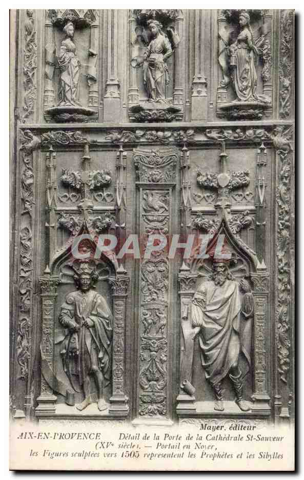 Aix-en-Provence — Detail der Tür der Kathedrale St-Sauveur (15. Jahrhundert) — Mayer, Verlag