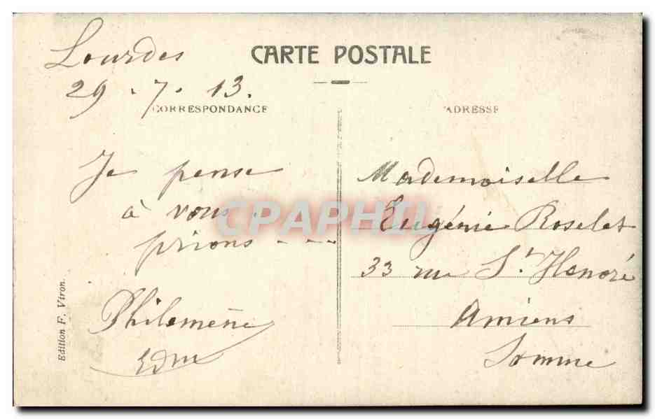 Lourdes - Bernadette en religeuse - CPA  — Verso