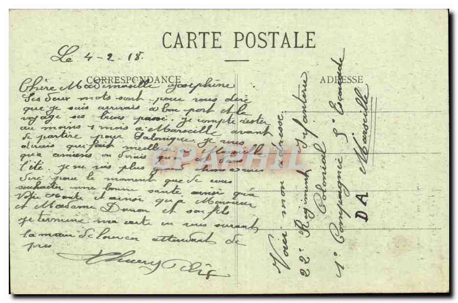 Marseille CPA Fontaine Cantini — Rückseite