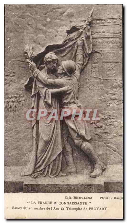 La France Reconnaissante — bas-relief en marbre de l'Arc de Triomphe — Edit. Bldart-Lecat, Photo L. Hacque