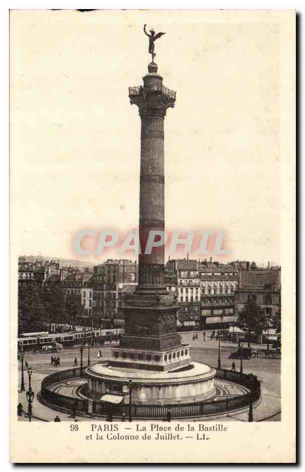 Paris CPA Place de la Bastille et la colonne de Juillet