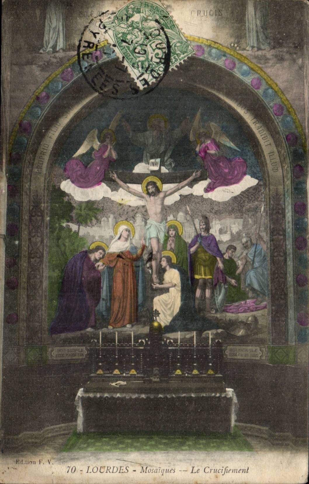 Lourdes CPA Mosaiques Le crucifiement