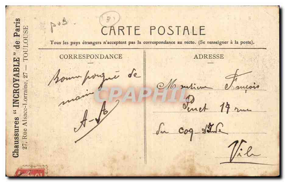 CPA Traversee de la Sine Bon gre mal gre tu iras enfin (ane donkey) — Rückseite