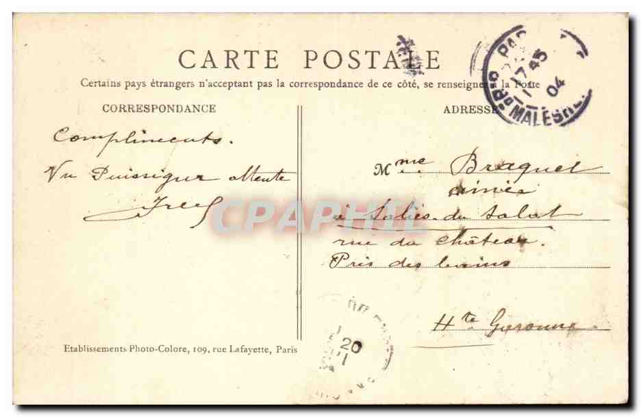 Paris CPA Pont Alexandre III — Verso
