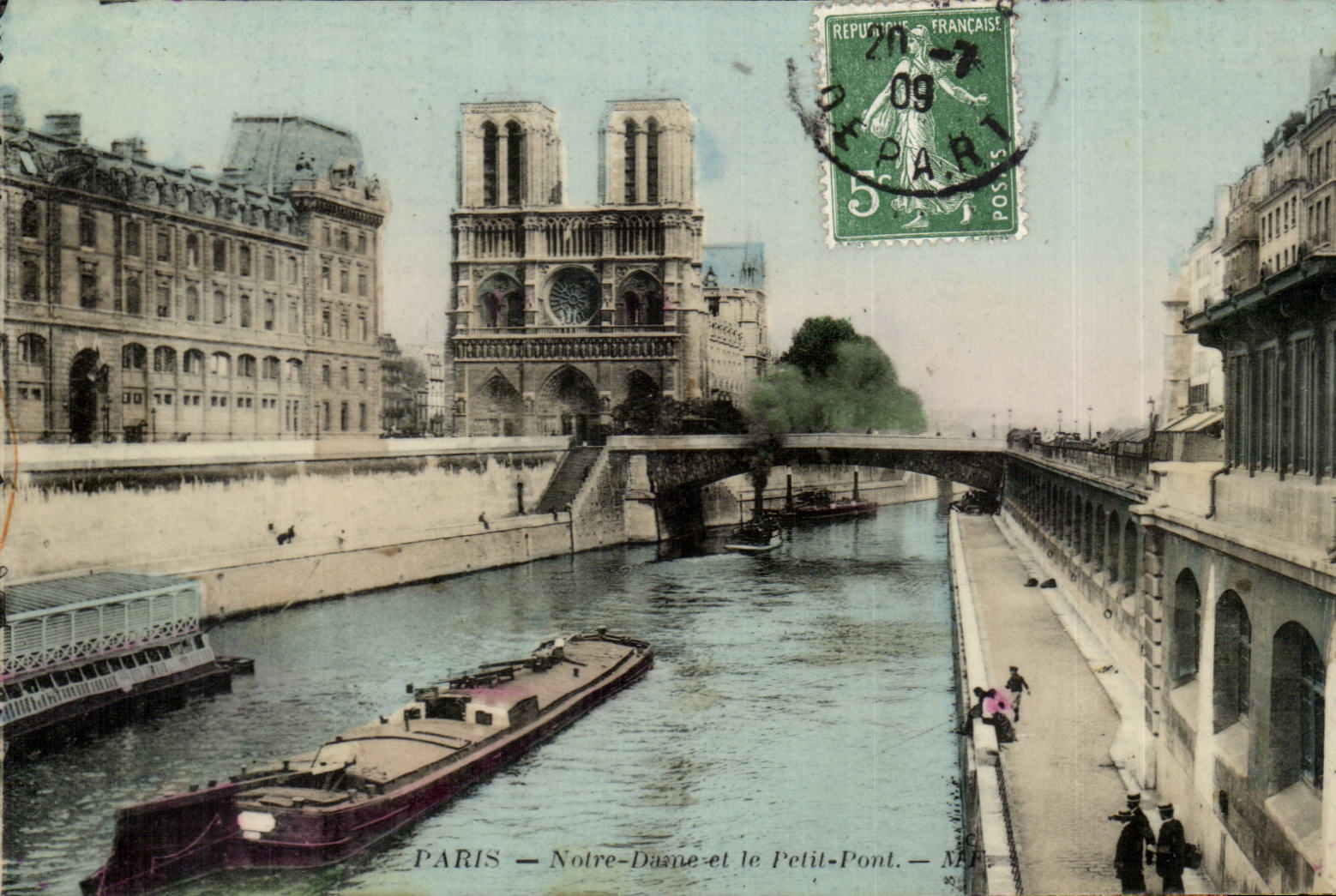 Paris CPA Notre Dame et le petit pont