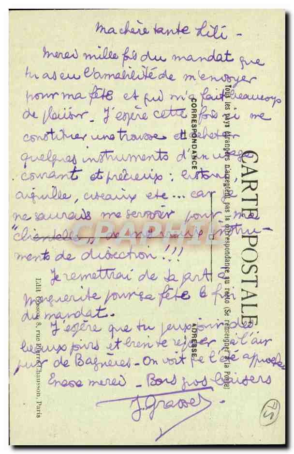Paris CPA La Gare du Nord — Verso