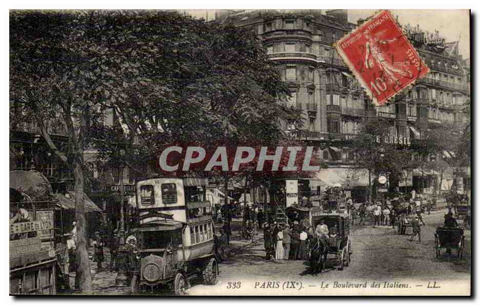 Paris CPA Boulevard des Italiens (omnibus)