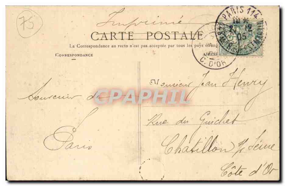 Paris CPA Rue Chaudron — Verso