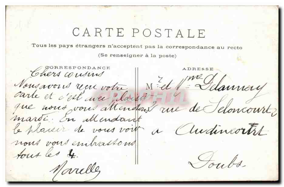 Paris. Gare Montparnasse — vue de la gare avec tramway et café — éditeur Despuy, n° 16 — Rückseite