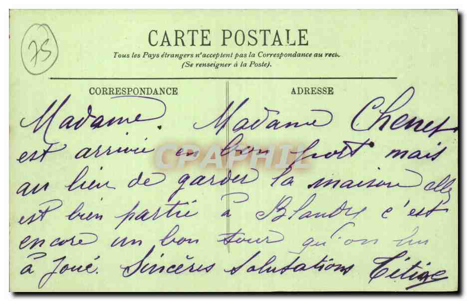 Paris CPA Place Armand Carrel — Rückseite