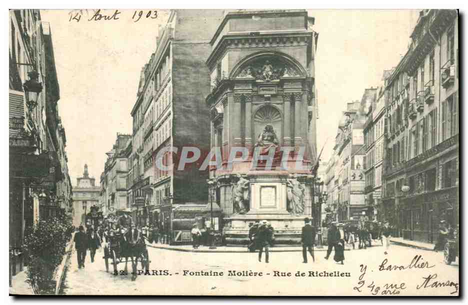 Paris CPA Rue de Richelieu Fontaine Moliere
