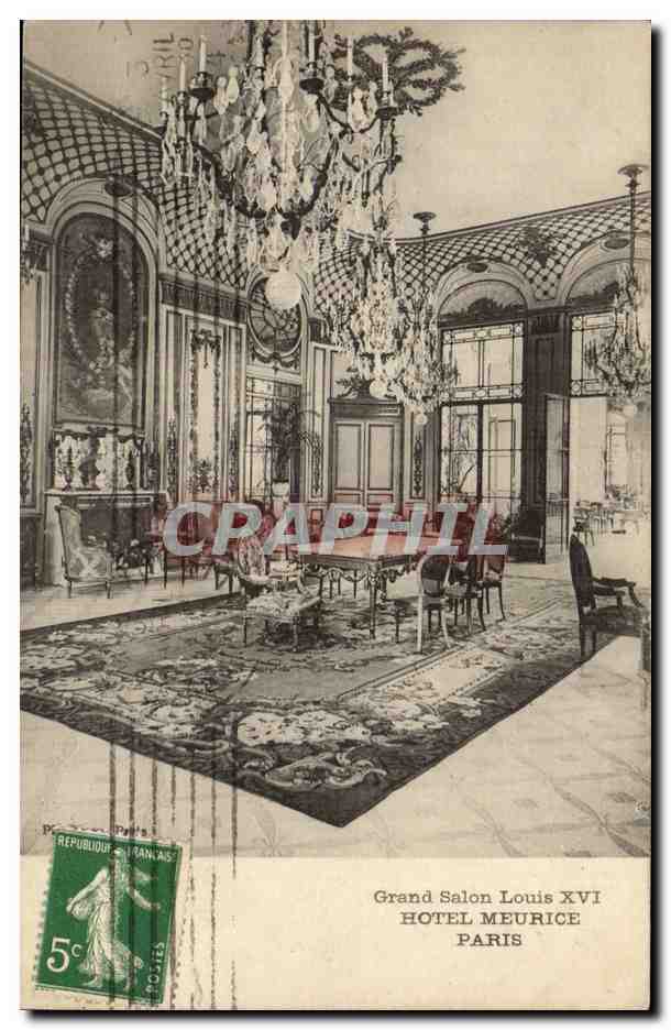 Paris CPA Grand salon Louis XVI Hotel Meurice Paris