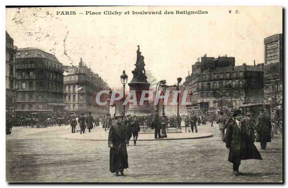 Paris CPA Place Clichy et boulevard des Batignolles