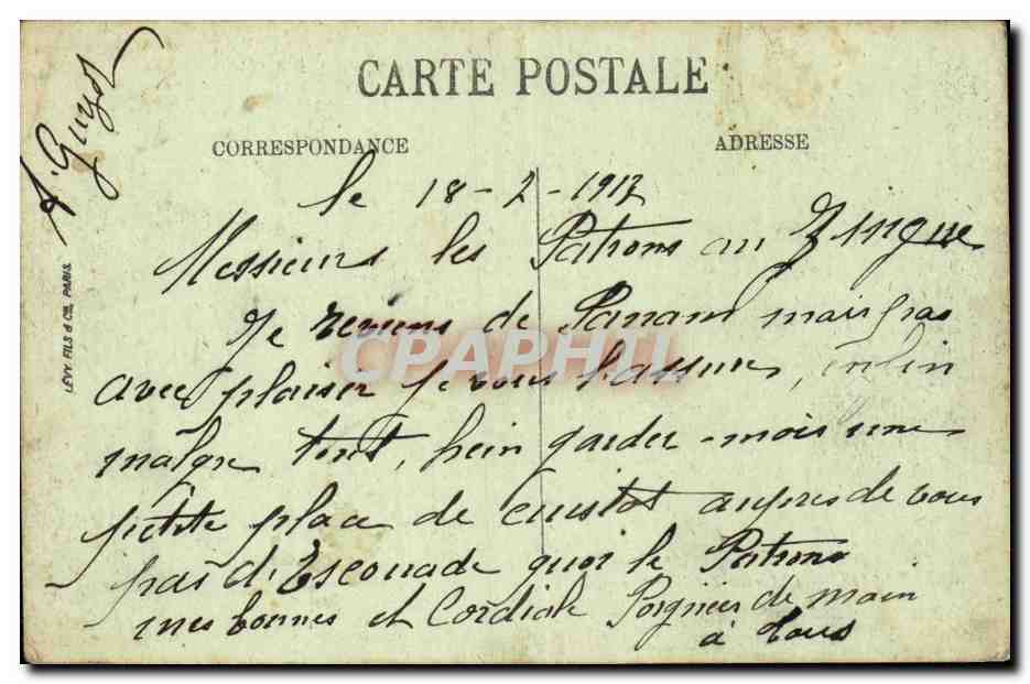 Paris CPA Avenue des Ternes — Rückseite