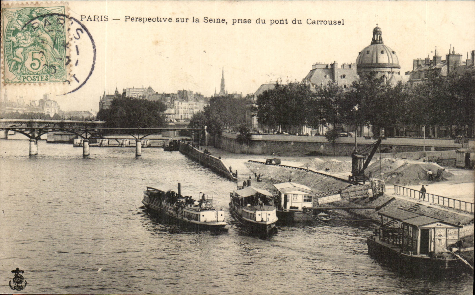 Paris — Perspective sur la Seine, prise du pont du Carrousel — éditeur non identifié