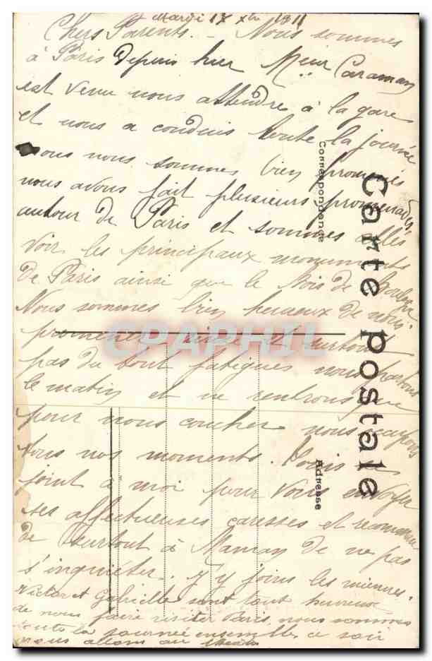 Paris CPA La porte Saint Denis — Verso