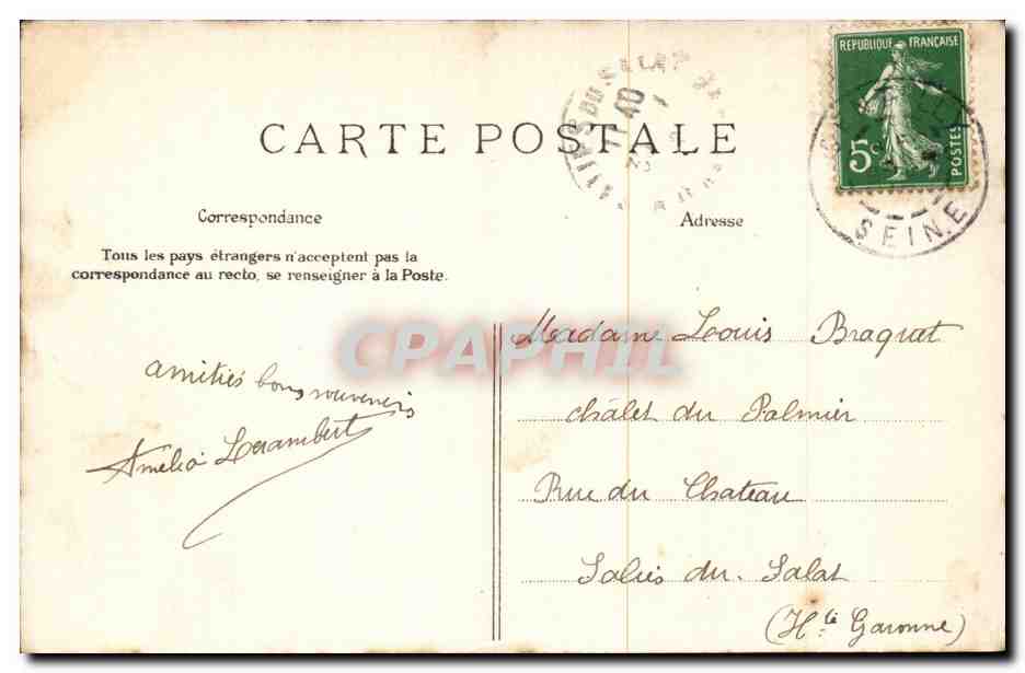 Paris CPA Tribunal de Commerce et conciergerie (jolie carte toilee) — Rückseite