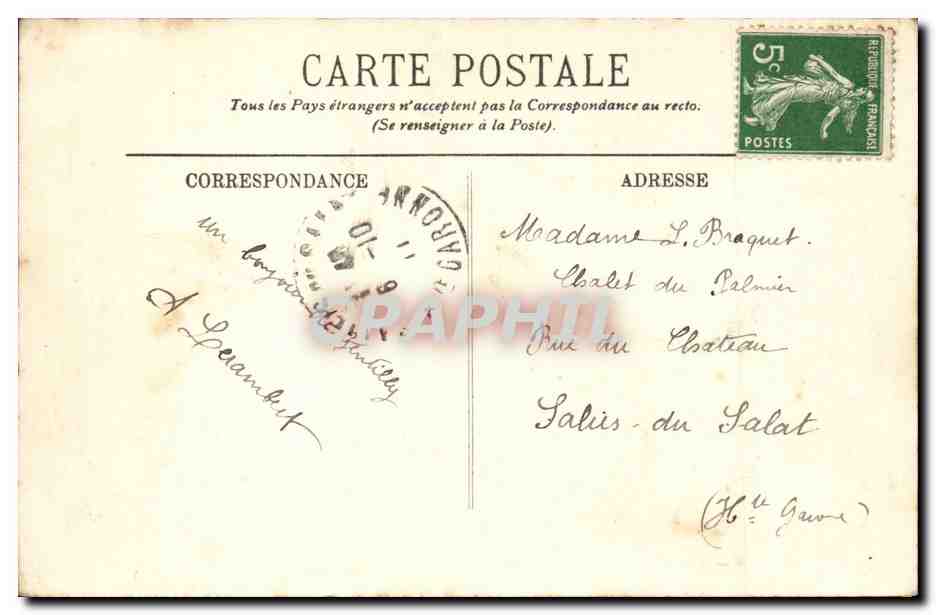 Paris CPA Palais du Luxembourg — Rückseite
