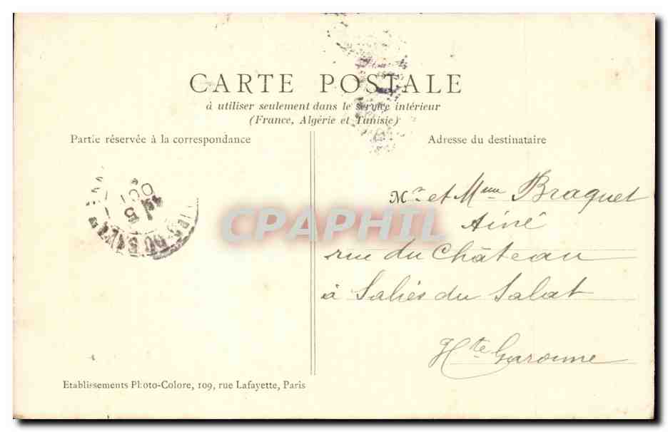 Paris CPA Palais de justice — Verso
