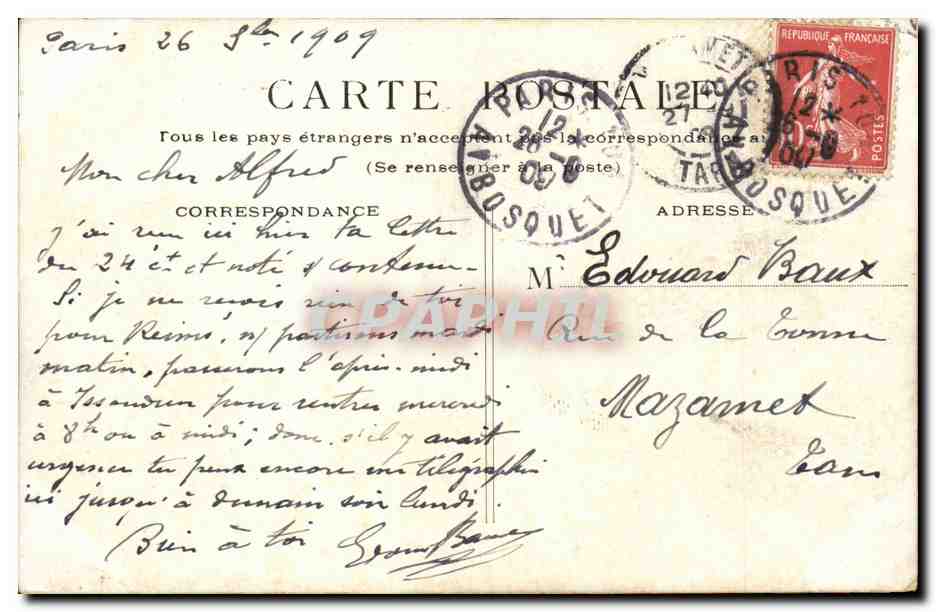 Paris CPA Hotel de ville — Rückseite