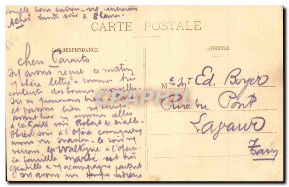 Paris CPA Avenue de l'Opera — Rückseite