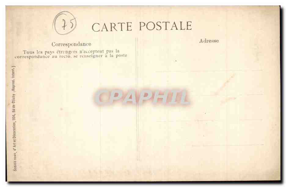 Paris CPA Brasserie Cyrano Bd de Clichy Leon Martelliere Proprietaire 3 billards Toulet — Rückseite