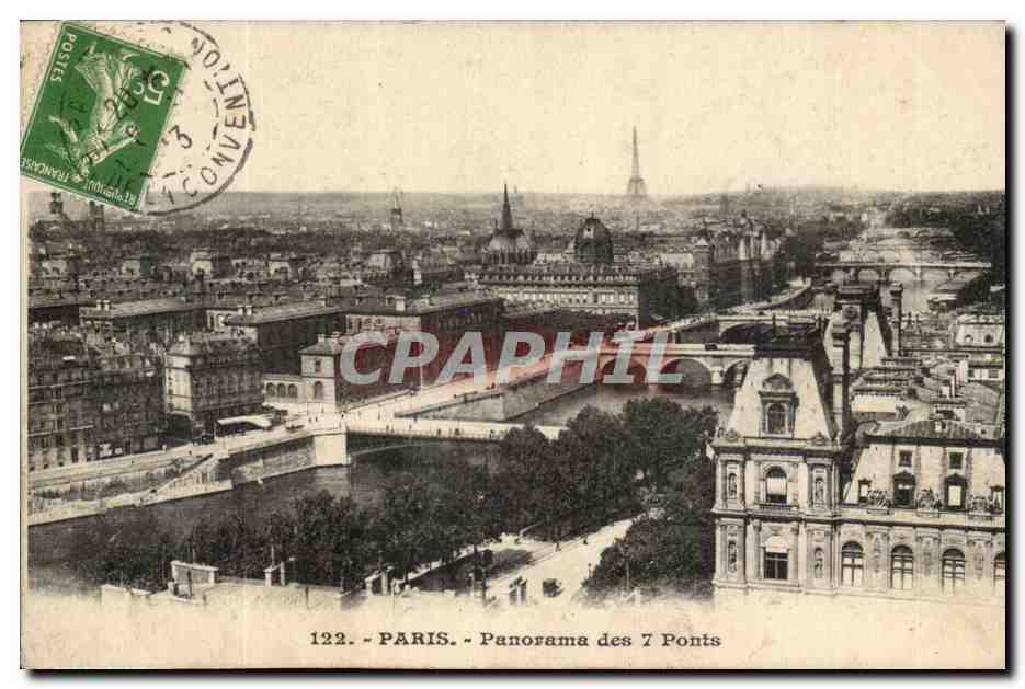 Paris CPA Panorama des 7 ponts