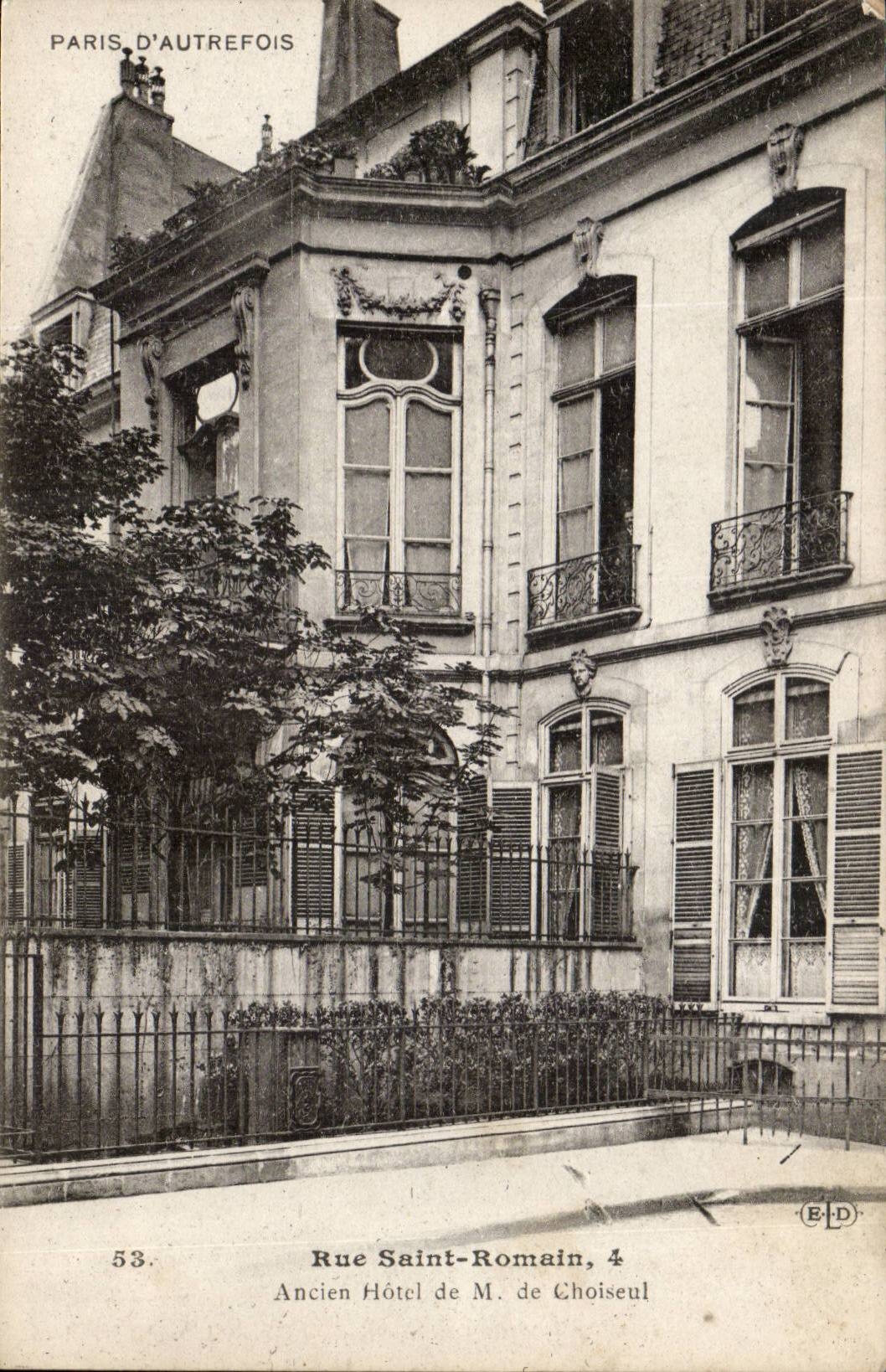 Paris CPA Rue Saint Romain Ancien hotel de M de Choiseul