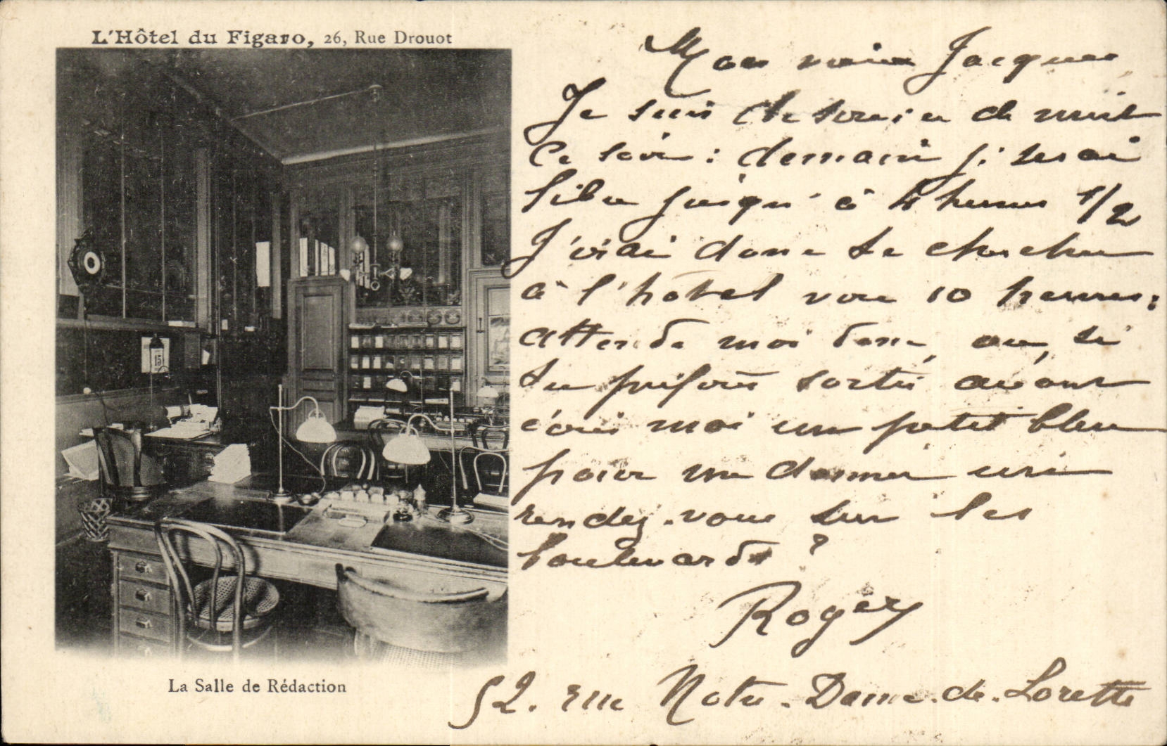 Paris CPA Hotel du Figaro La salle de redaction (journal presse media)