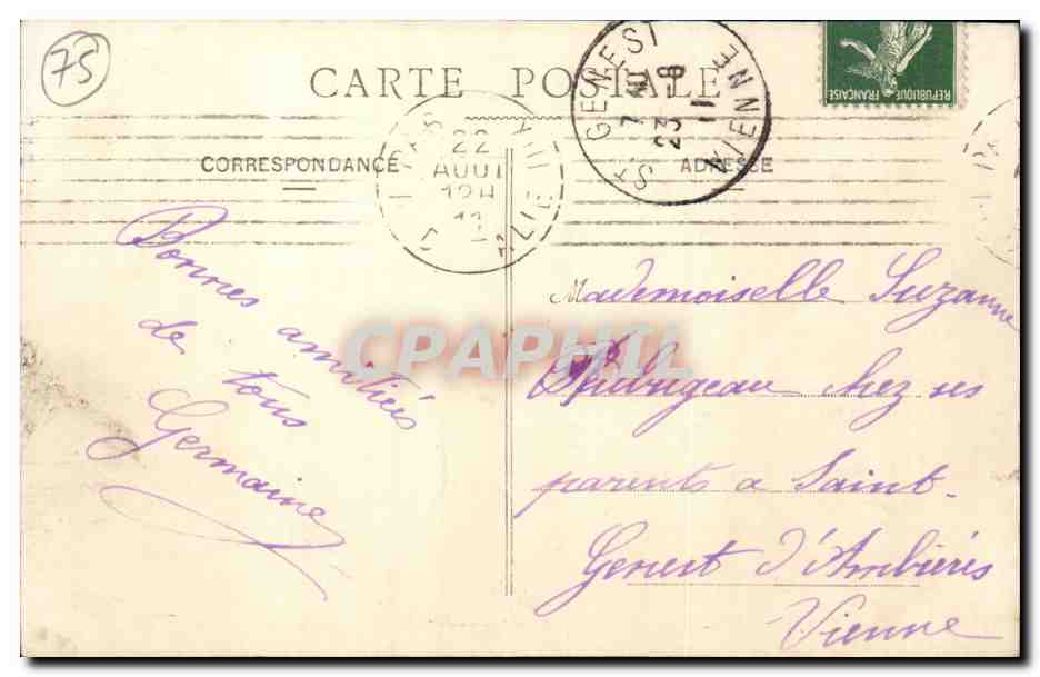 Paris CPA Rue de Patay et rue Jeanne d'arc  — Rückseite