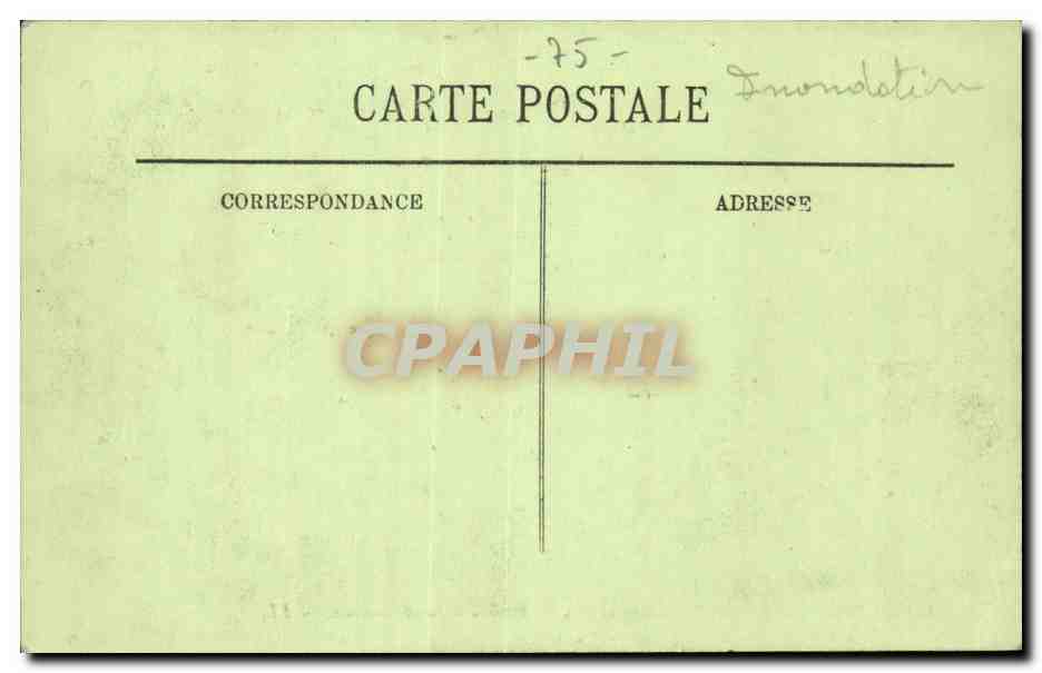 Overstromingen van Parijs — Januari 1910 — Boulevard Saint-Germain — I.L. — Achterkant