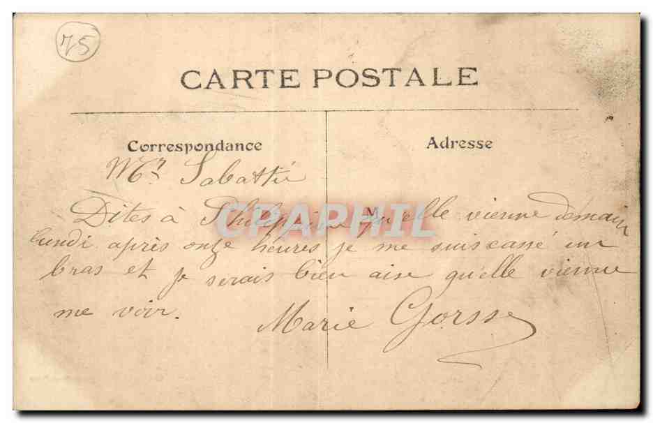 Paris Vecu CPA Une station d'omnibus TOP (chevaux voiture) — Rückseite
