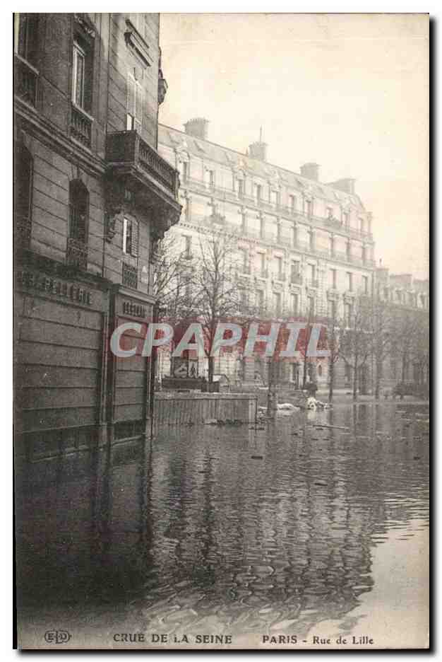 Paris CPA Rue de Lille inondations Janvier 1910